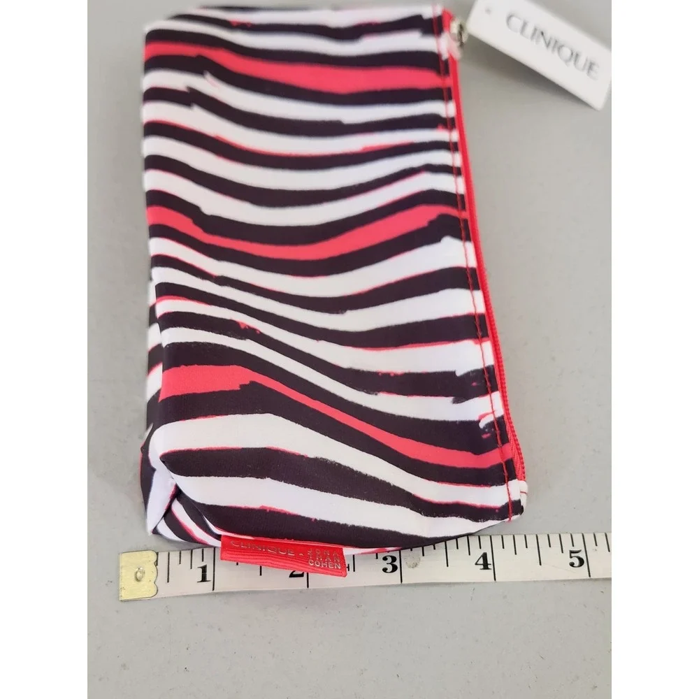Clinique × Jonathan Cohen Makeup Bag Womens OS Pink Zebra NWT Cosmetic Pouch